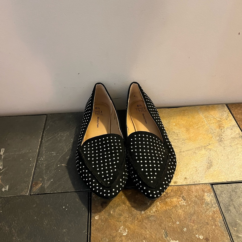 Black studded flats